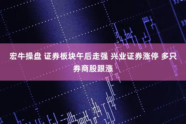 宏牛操盘 证券板块午后走强 兴业证券涨停 多只券商股跟涨